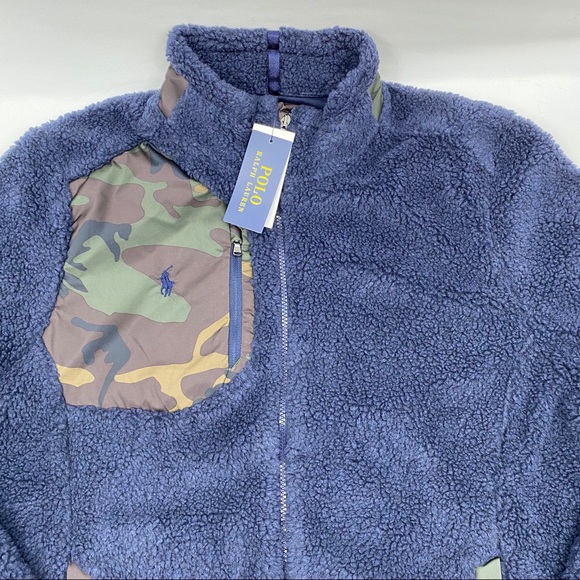 Polo Ralph Lauren Sherpa Fleece Navy Zip Up Jacket - Picture 2 of 15